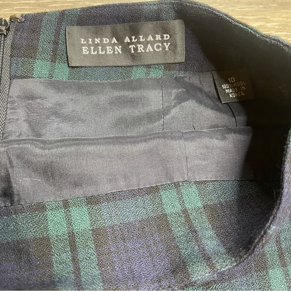 Linda Allard Ellen Tracy Black Watch Tartan Plaid Wool Pencil Skirt - Picture 4 of 6